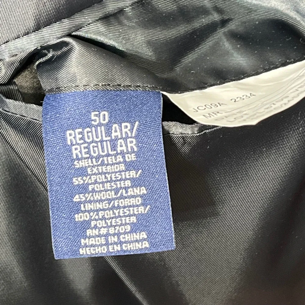 Stafford Essentials Men Navy Blue Wool Blend Two Button Blazer Jacket 50 Regular